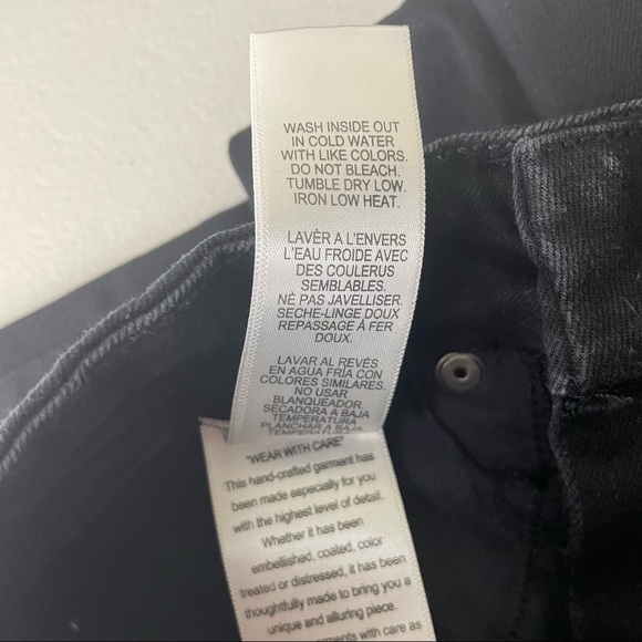 GOOD AMERICAN GOOD WAIST CROP CHEWED HEM BLACK JEANS 0 BLACK073 - Picture 8 of 8